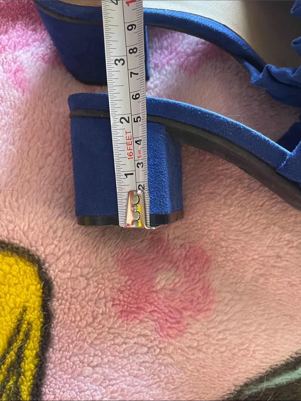 Avon Blue Ruffle Block Heel Mules - Picture 4 of 6